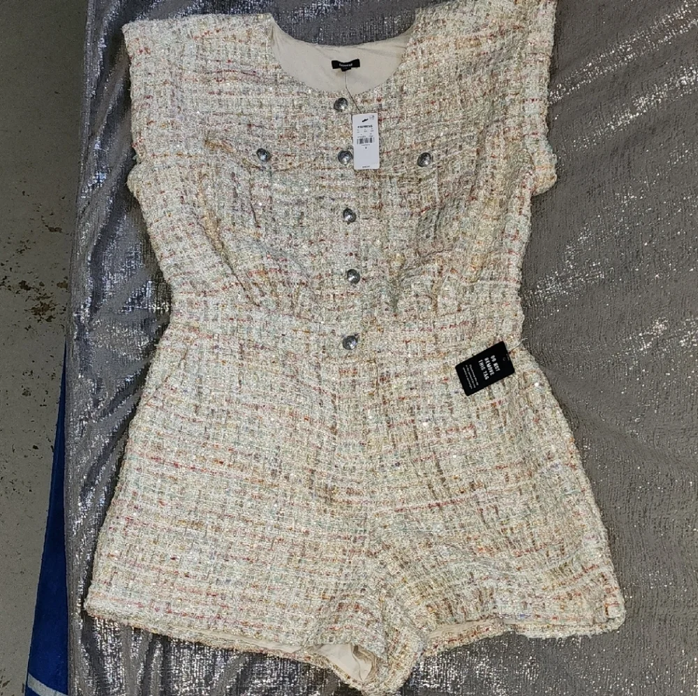 Express Multicolor Tweed Romper